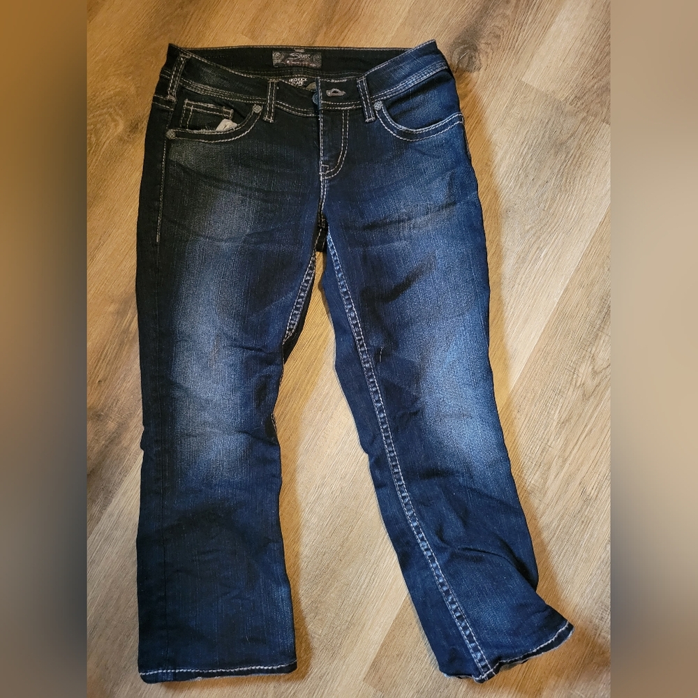 Silver Jeans Dark Blue Boot Cut Women's Jean Capris